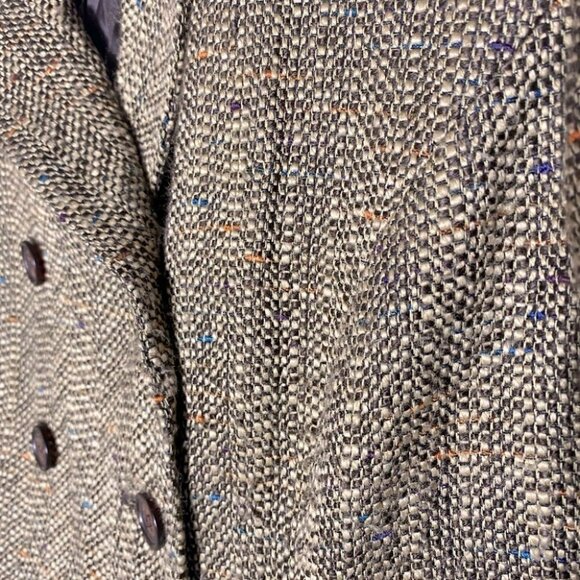 Vintage Oscar De La Renta Petite Oscar Tweed Double Breasted Brown Blazer L - Picture 9 of 12